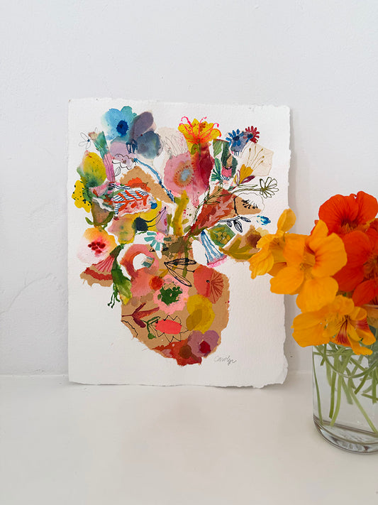 NASTURTIUM ABSTRACT COLLAGE ORIGINAL