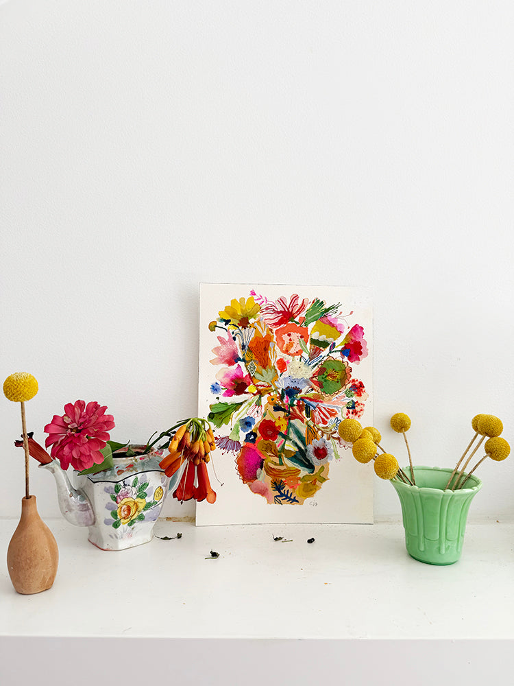 COLLAGE WITH TRUMPET VINE ORIGINAL