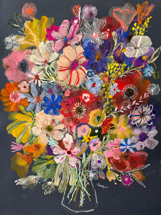 MIMOSA WITH POPPIES ORIGINAL