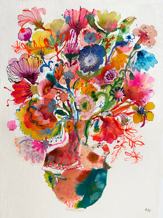 TURQUOISE VASE COLLAGE ORIGINAL