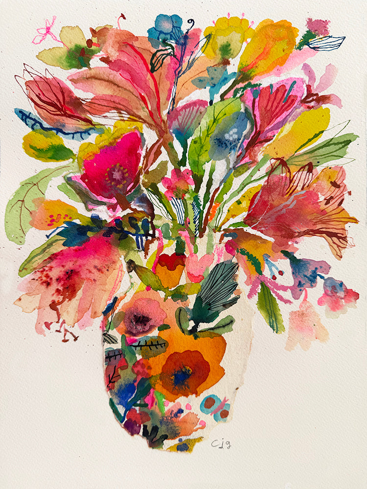 COLLAGE WITH LILIES ORIGINAL
