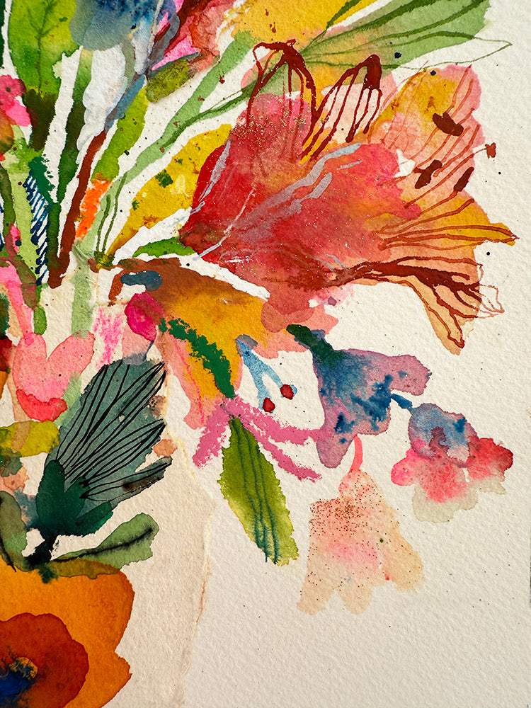 COLLAGE WITH LILIES ORIGINAL