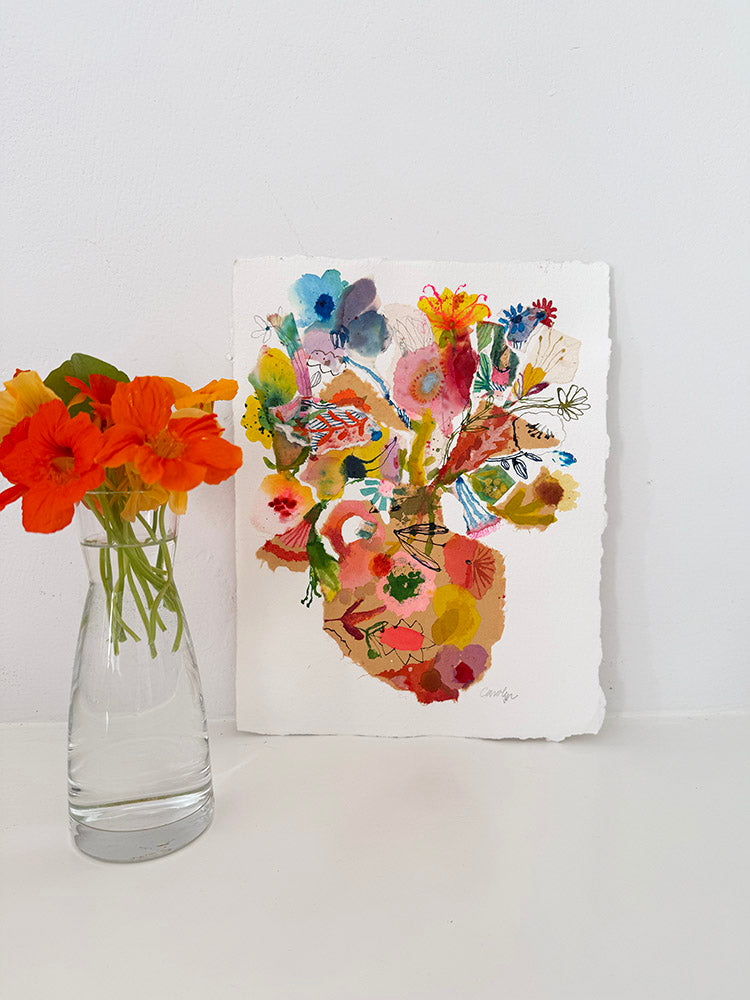 NASTURTIUM ABSTRACT COLLAGE ORIGINAL