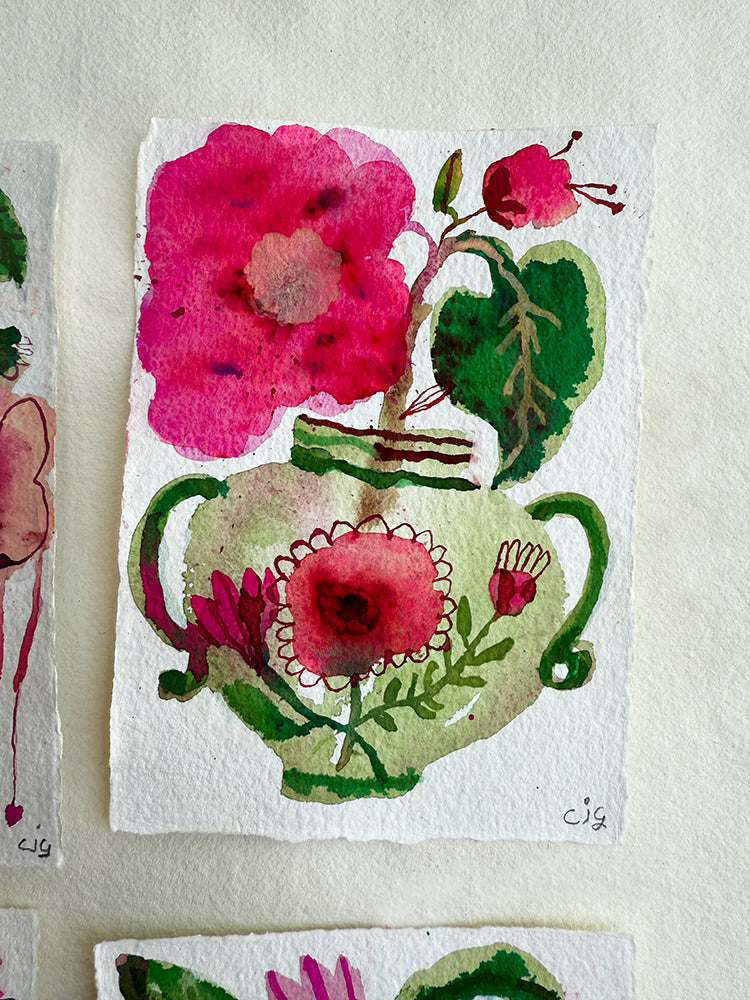 PINK & GREEN set of 4 ORIGINALS