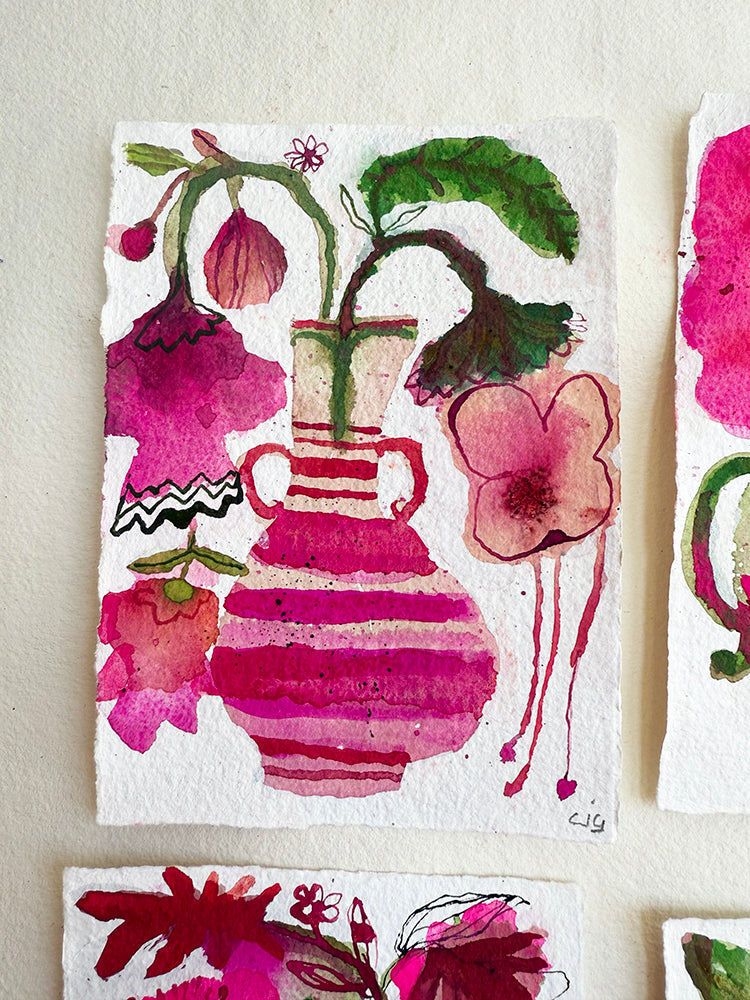 PINK & GREEN set of 4 ORIGINALS