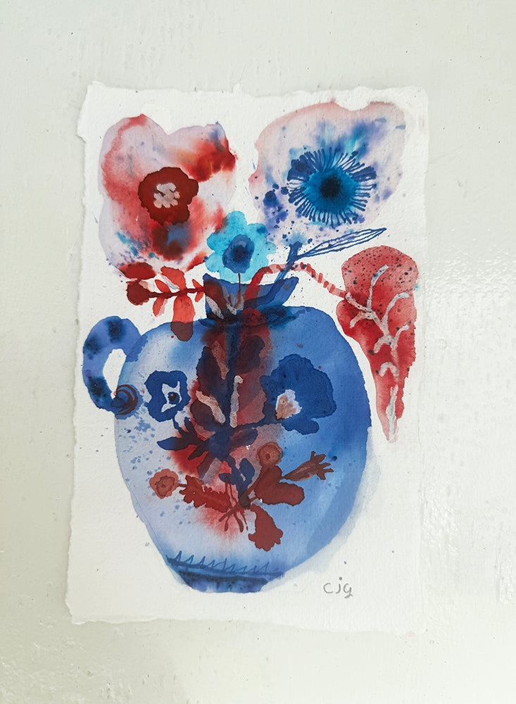 BLUE AND RED set of 4 ORIGINALS