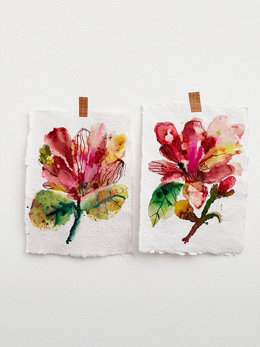 MAGNOLIAS ORIGINAL SET OF 2 PAINTINGS