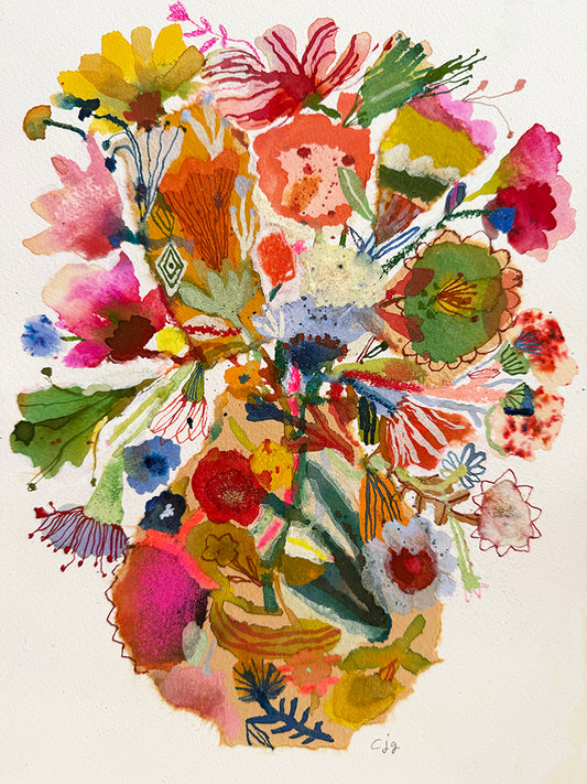 COLLAGE WITH TRUMPET VINE ORIGINAL