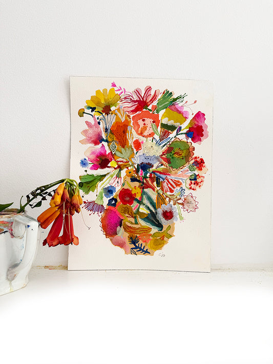 COLLAGE WITH TRUMPET VINE ORIGINAL