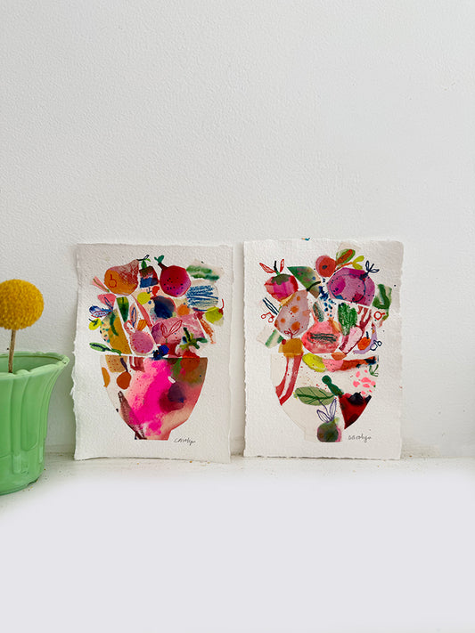 ABSTRACT FRUIT COLLAGE SET ORIGINALS