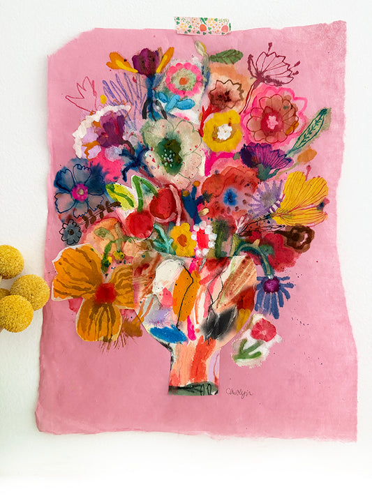 CHERRY + FLOWERS COLLAGE ORIGINAL