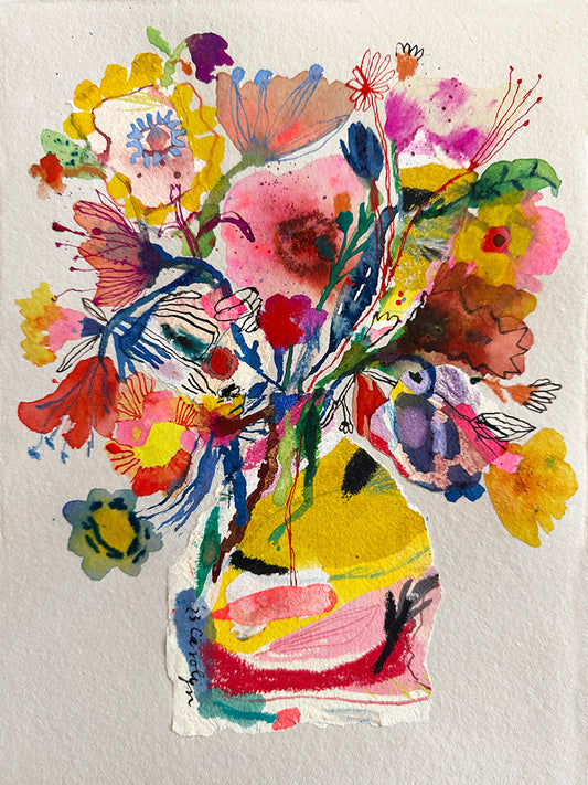 YELLOW VASE COLLAGE ORIGINAL