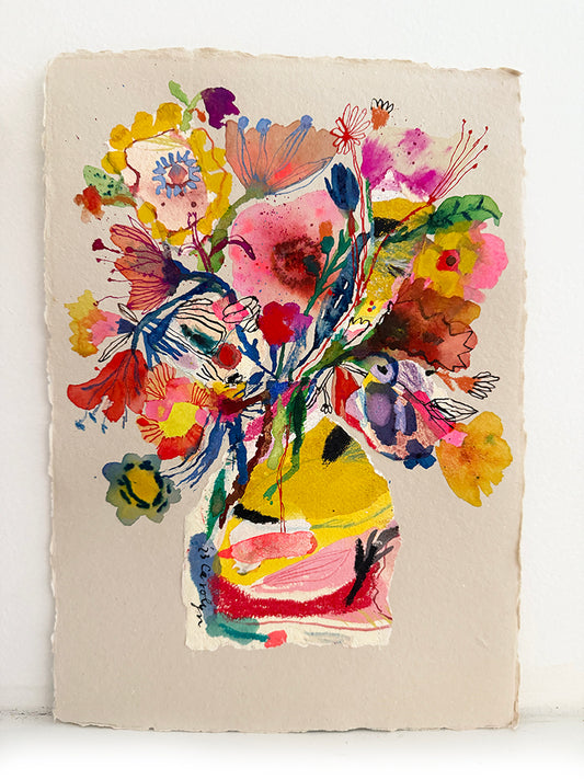 YELLOW VASE COLLAGE ORIGINAL