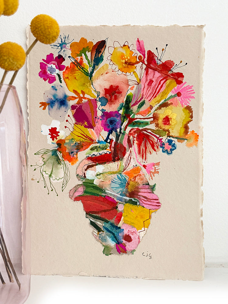 ABSTRACT VASE COLLAGE ORIGINAL