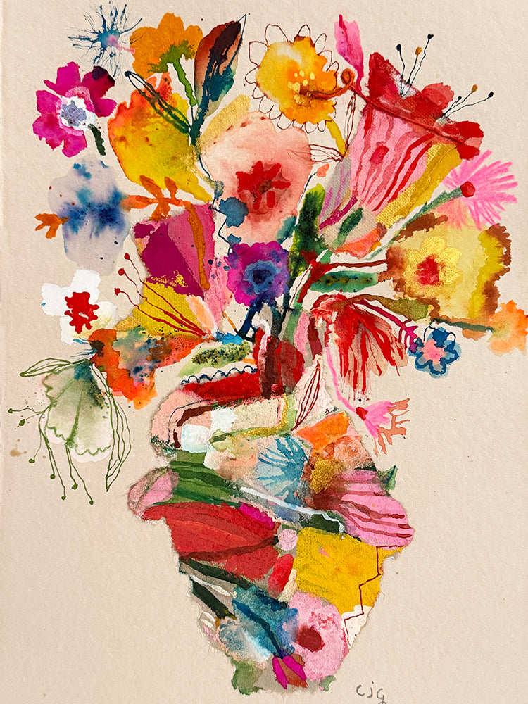 ABSTRACT VASE COLLAGE ORIGINAL