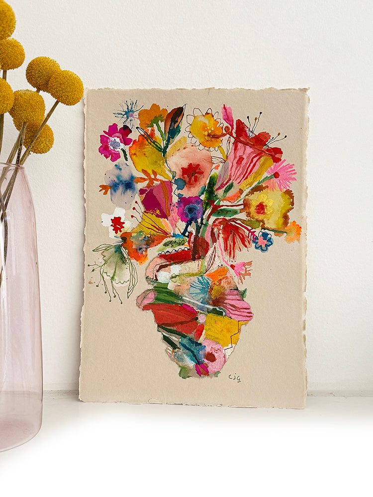 ABSTRACT VASE COLLAGE ORIGINAL