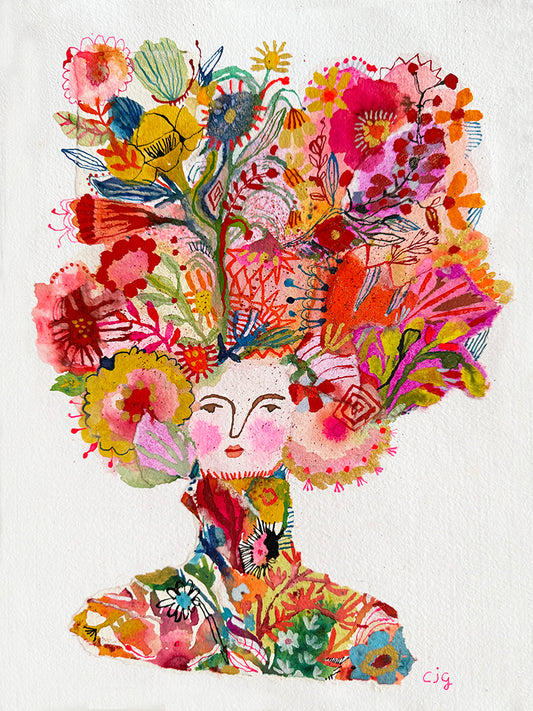 WOMAN WITH FLORAL DRESS ORIGINAL