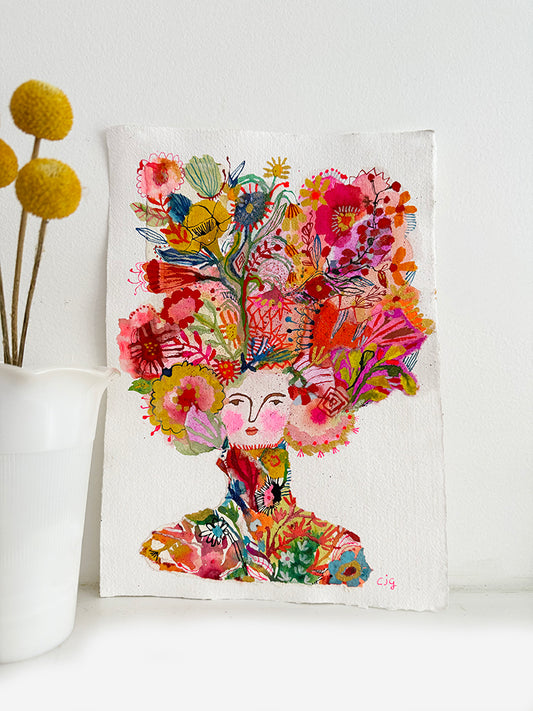 WOMAN WITH FLORAL DRESS ORIGINAL