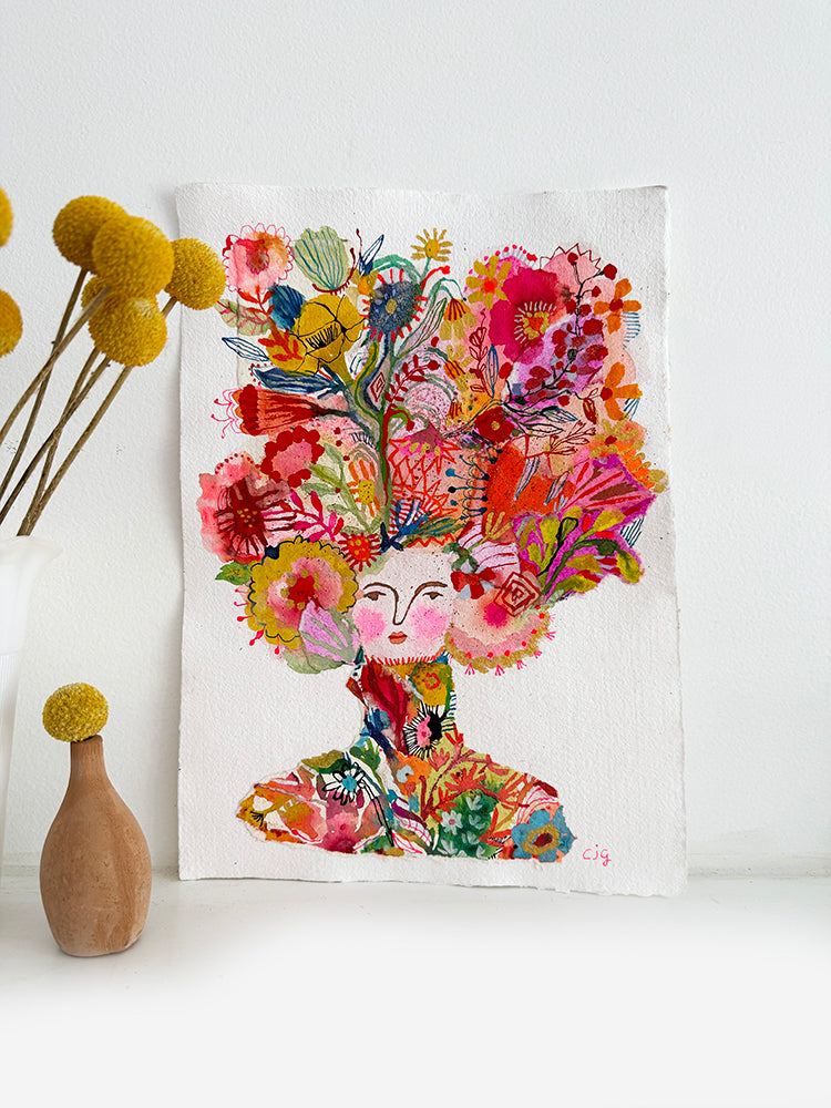 WOMAN WITH FLORAL DRESS ORIGINAL