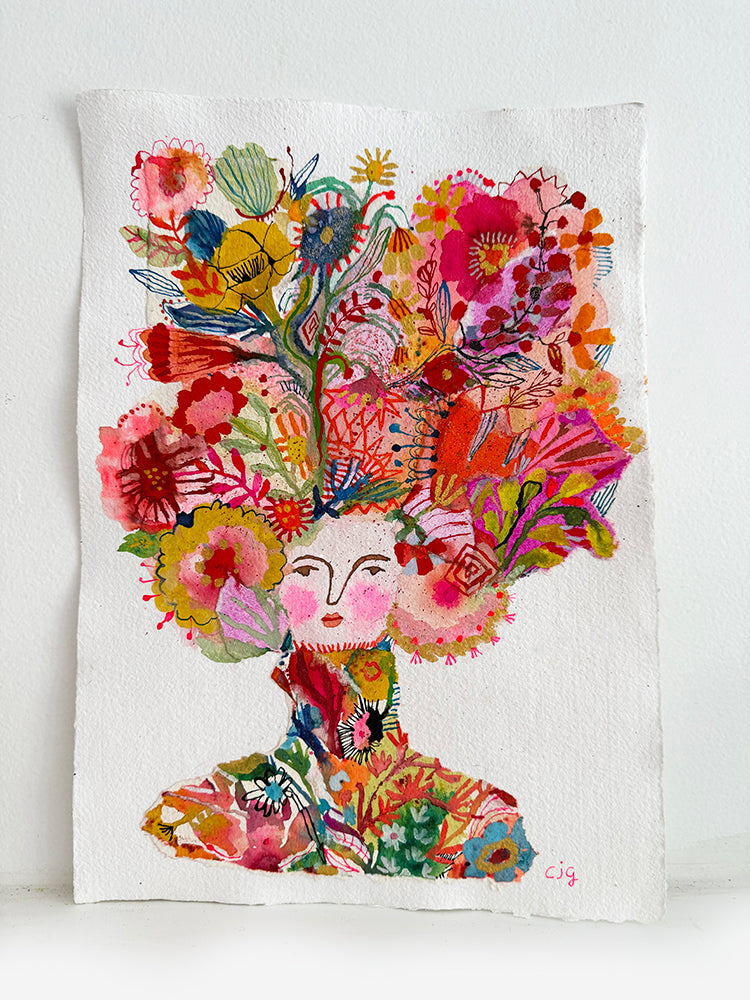 WOMAN WITH FLORAL DRESS ORIGINAL