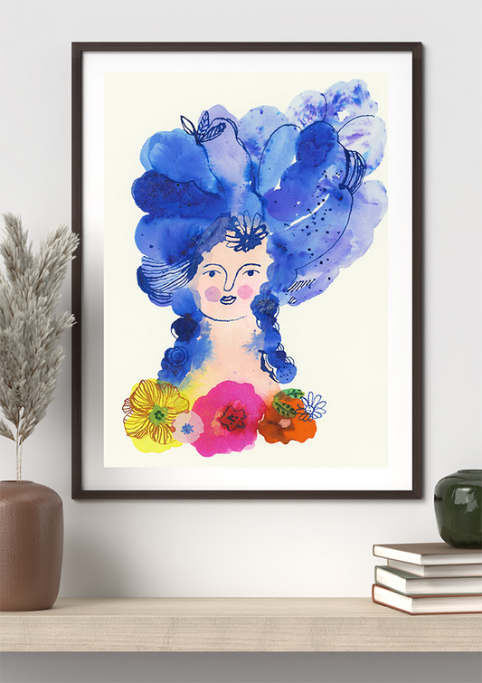 Pompadour in blue print