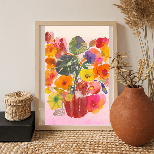 Vase on pink print