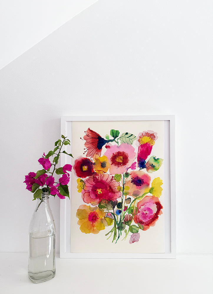 Hollyhocks print